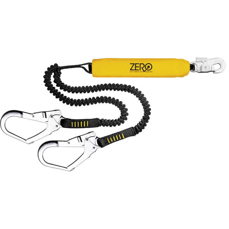 Zero Scaffpro Double Elasticated Lanyard w/ Snaphooks & Scaff Hooks - 2m
